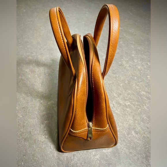 Vintage leather handbag caramel - Picture 2 of 5